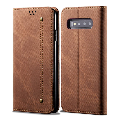 Retro Demin Wallet Leather Samsung Galaxy S10 Case Frosted TPU Shell