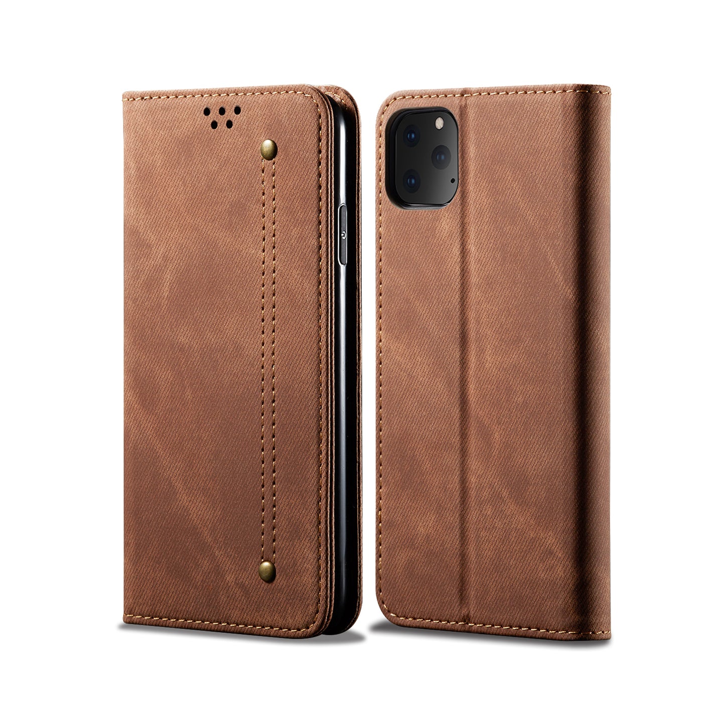 Retro Demin Wallet Leather iPhone 11 Pro Max Case Frosted TPU Shell