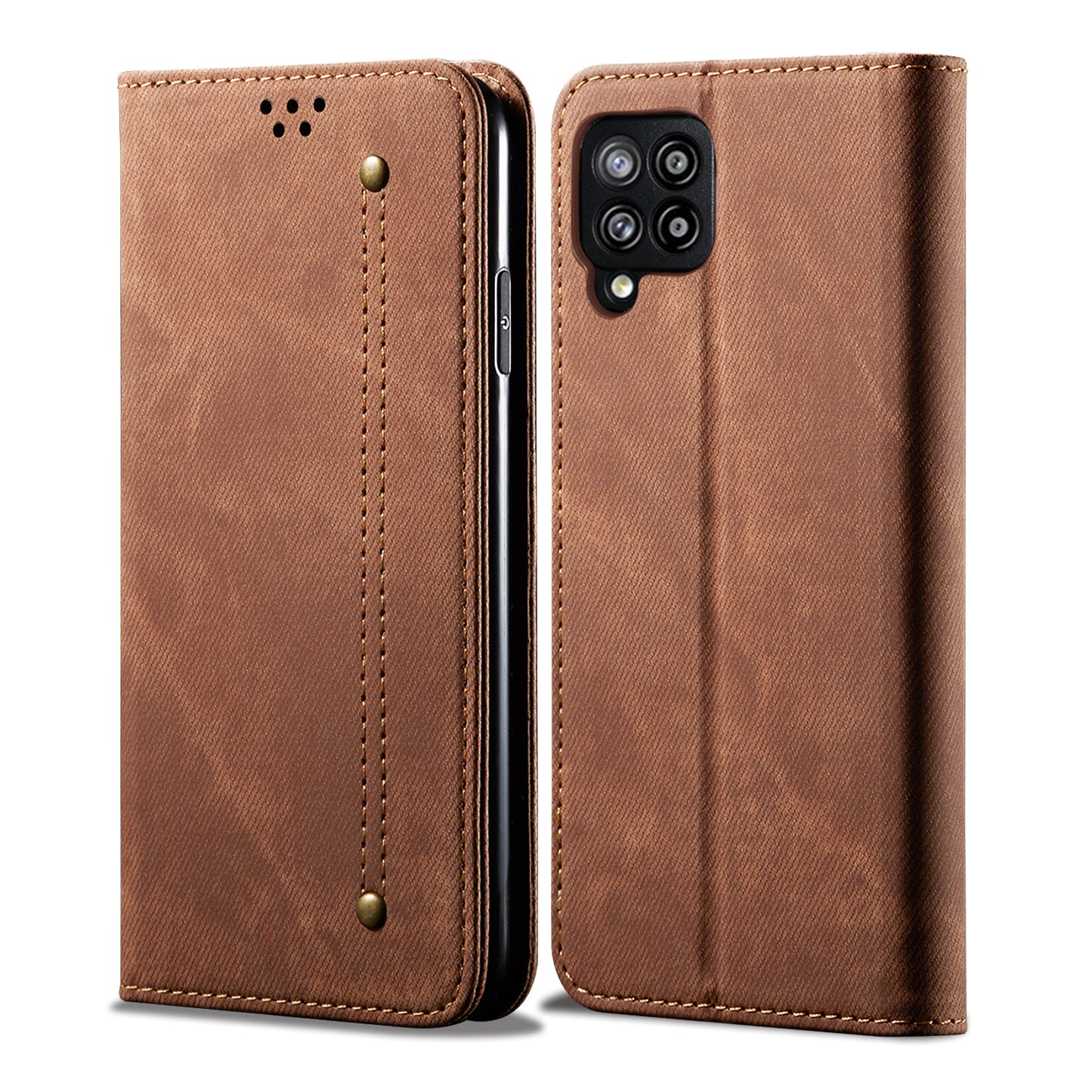 Retro Demin Wallet Leather Samsung Galaxy A42 Case Frosted TPU Shell