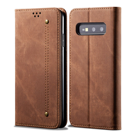 Retro Demin Wallet Leather Samsung Galaxy S10e Case Frosted TPU Shell