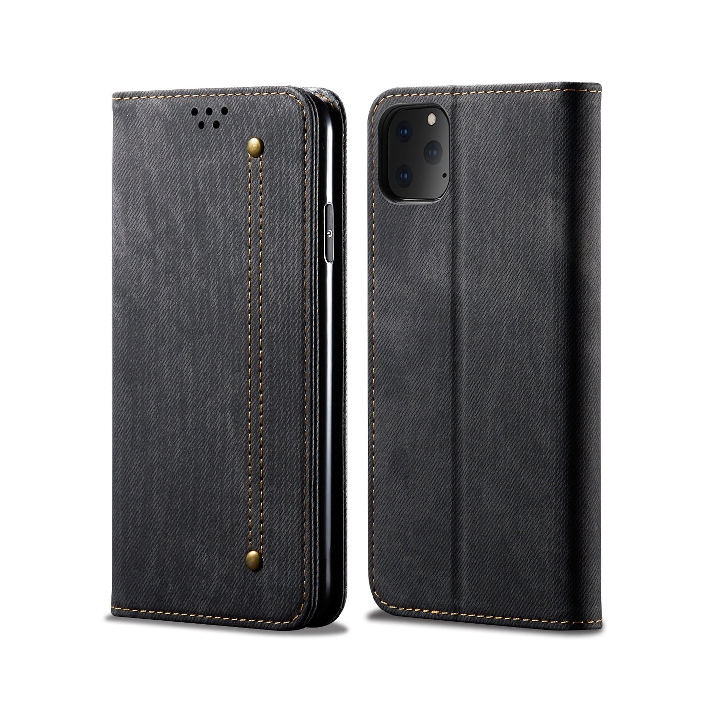 Retro Demin Wallet Leather iPhone 11 Pro Max Case Frosted TPU Shell