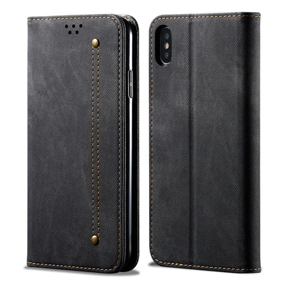 Retro Demin Wallet Leather Apple iPhone Xs Case Frosted TPU Shell