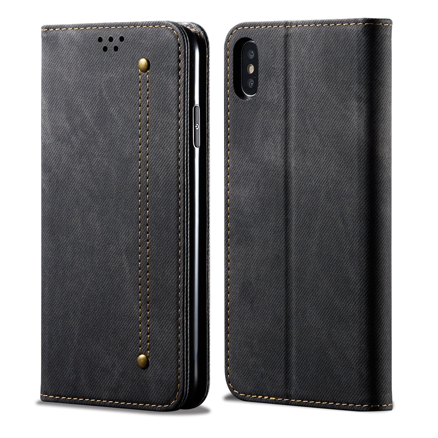 Retro Demin Wallet Leather Apple iPhone Xs Max Case Frosted TPU Shell