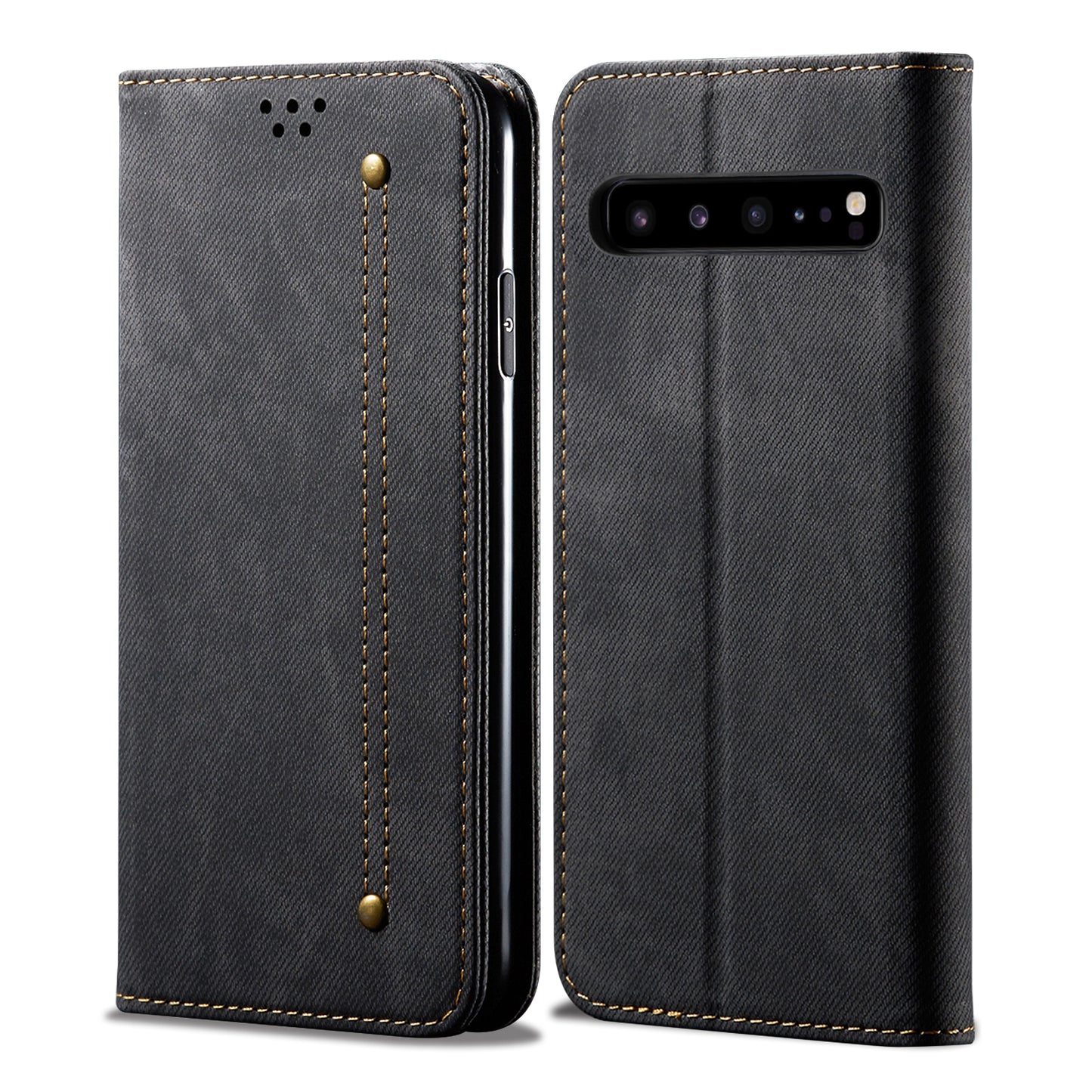 Retro Demin Wallet Leather Galaxy S10 5G Case Frosted TPU Shell