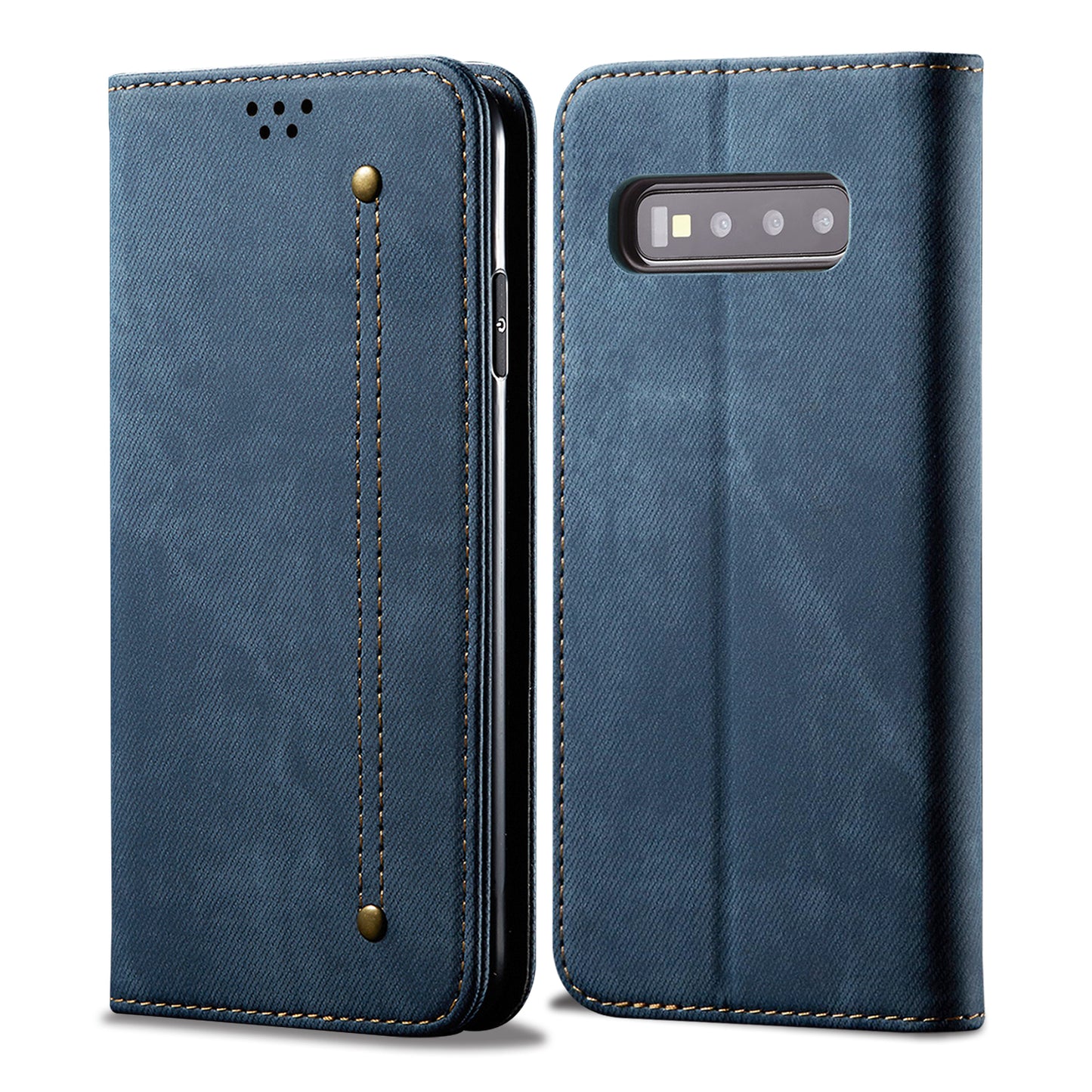 Retro Demin Wallet Leather Samsung Galaxy S10+ Case Frosted TPU Shell