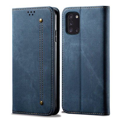 Retro Demin Wallet Leather Samsung Galaxy A31 Case Frosted TPU Shell