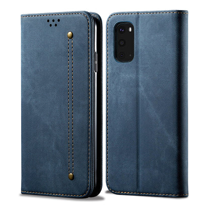 Retro Demin Wallet Leather Galaxy S20 FE Case Frosted TPU Shell