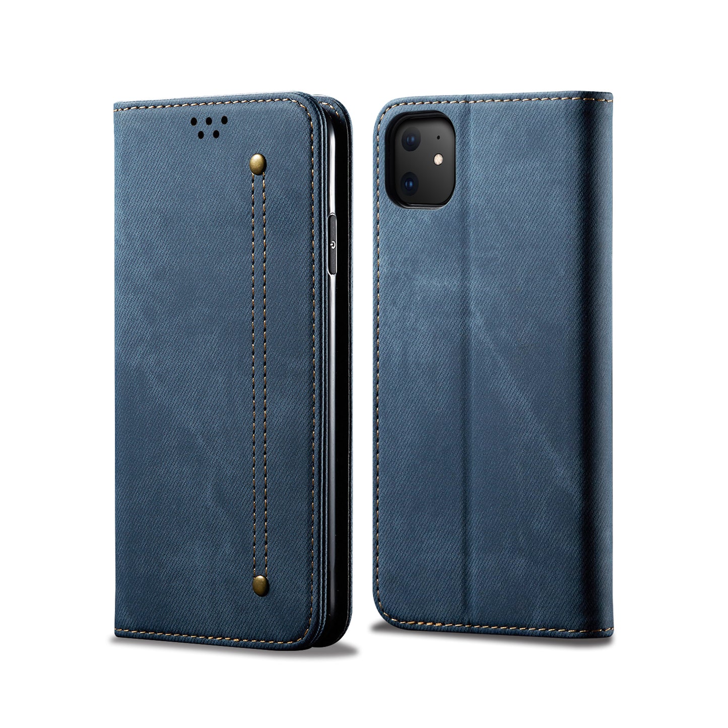 Retro Demin Wallet Leather Apple iPhone 11 Case Frosted TPU Shell