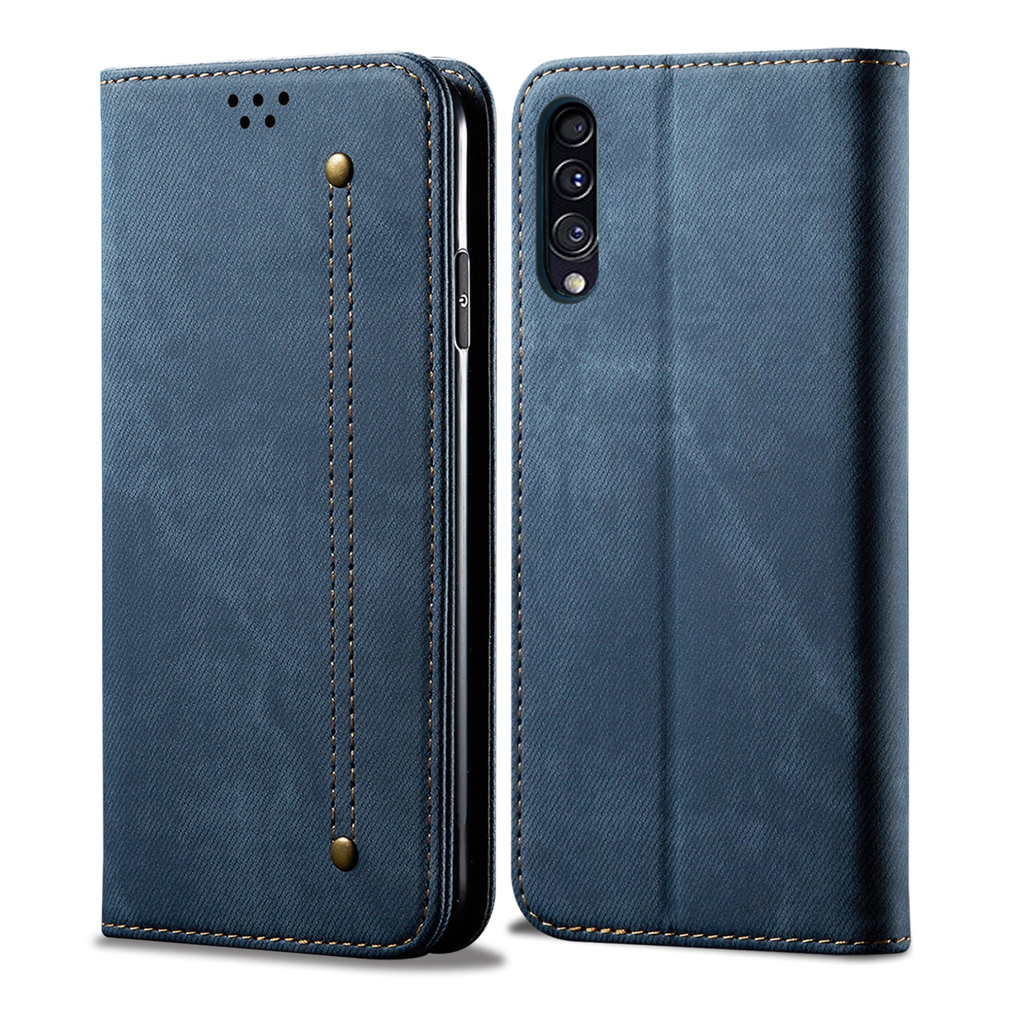 Retro Demin Wallet Leather Samsung Galaxy A30s Case Frosted TPU Shell