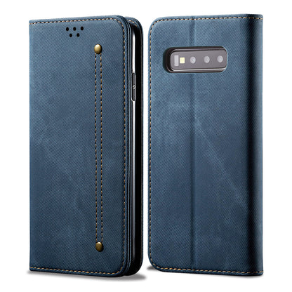 Retro Demin Wallet Leather Samsung Galaxy S10 Case Frosted TPU Shell