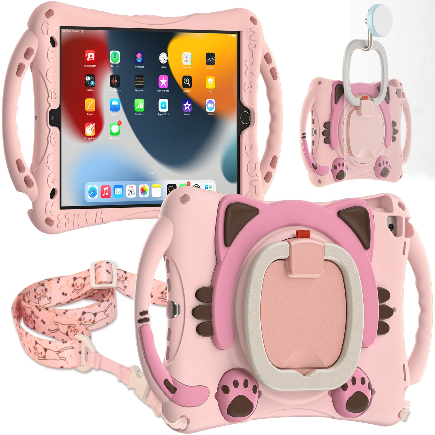 Stereoscopic Cat Apple iPad Pro 10.5 Case Kids Rotating Handle Grip