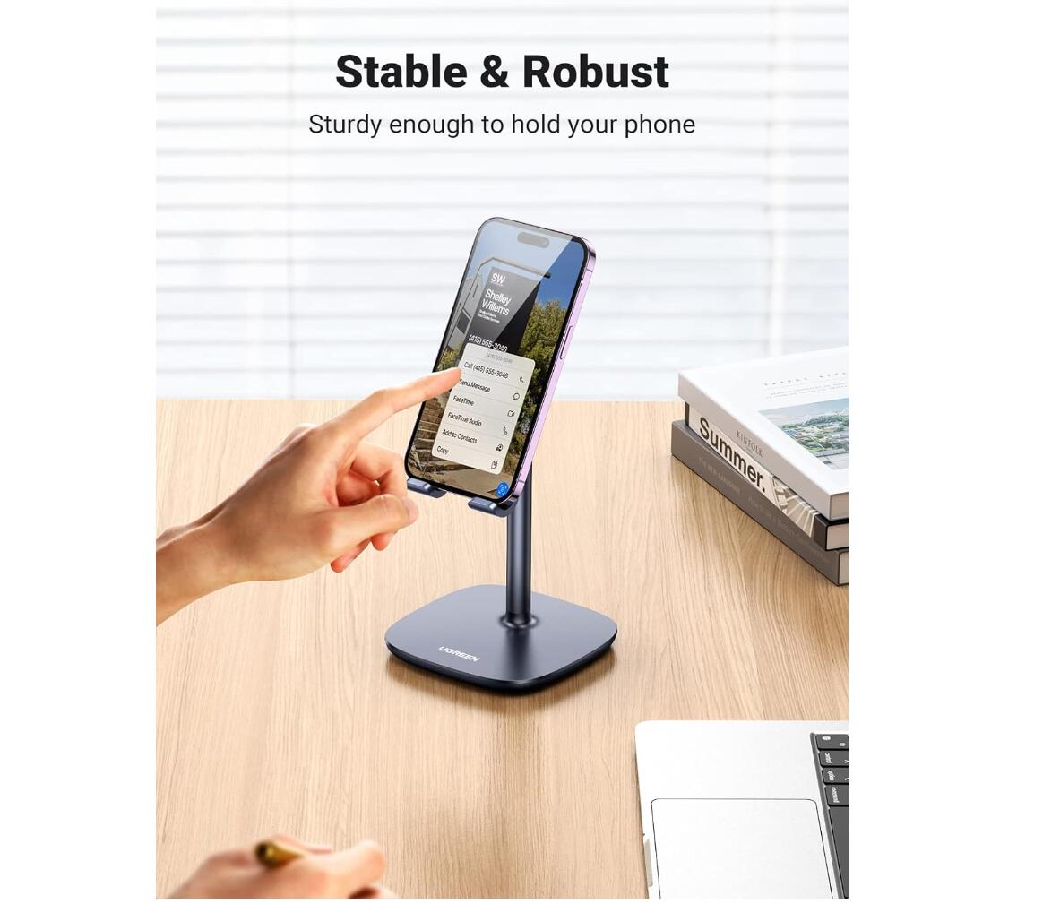 Phone Stand Desk Adjustable Holder Weighted Base Secure