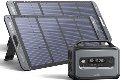 Power Roam 1200 Portable Station with [2 Pack] 100W Solar Panels