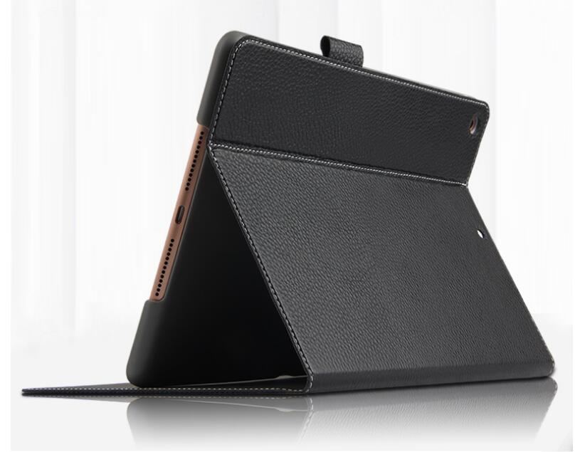 Business Lychee Genuine Leather Apple iPad 8 Case Book Stand