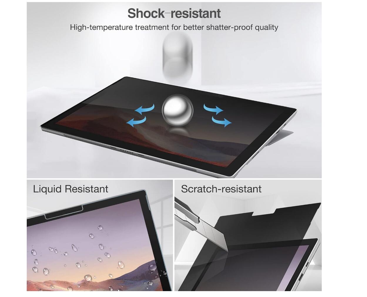 [2 Pack] Anti-Spy Tempered Glass Microsoft Surface Pro 8 Screen Protector