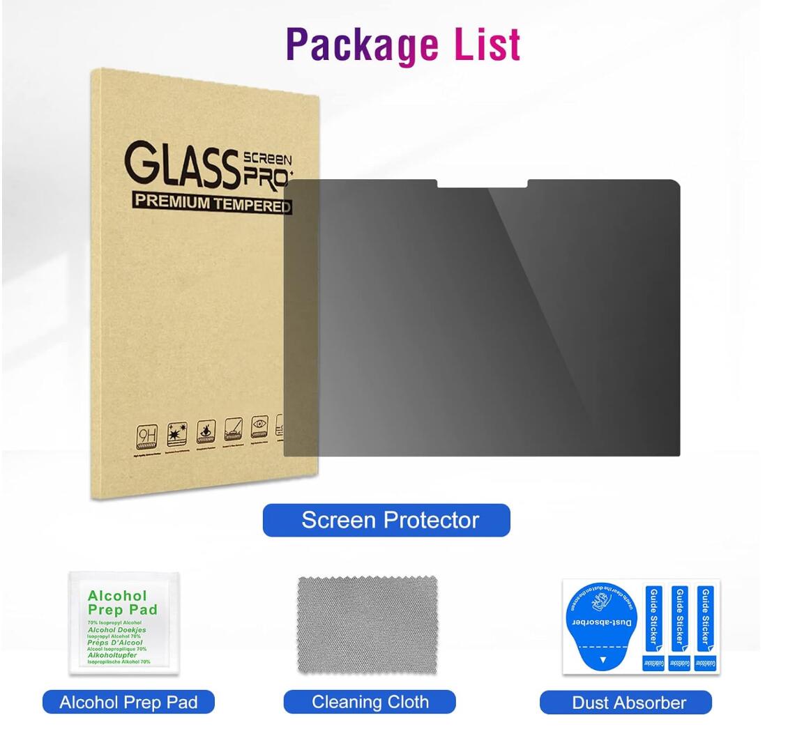 [2 Pack] Anti-Spy Tempered Glass Microsoft Surface Laptop 2 Screen Protector