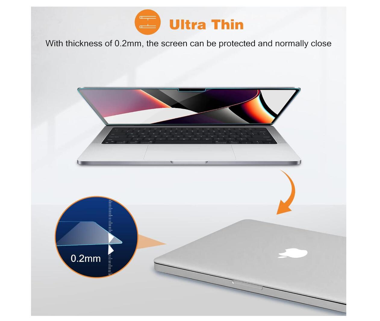 [2 Pack] Clear Tempered Glass MacBook Pro 16.2 A2485 Screen Protector