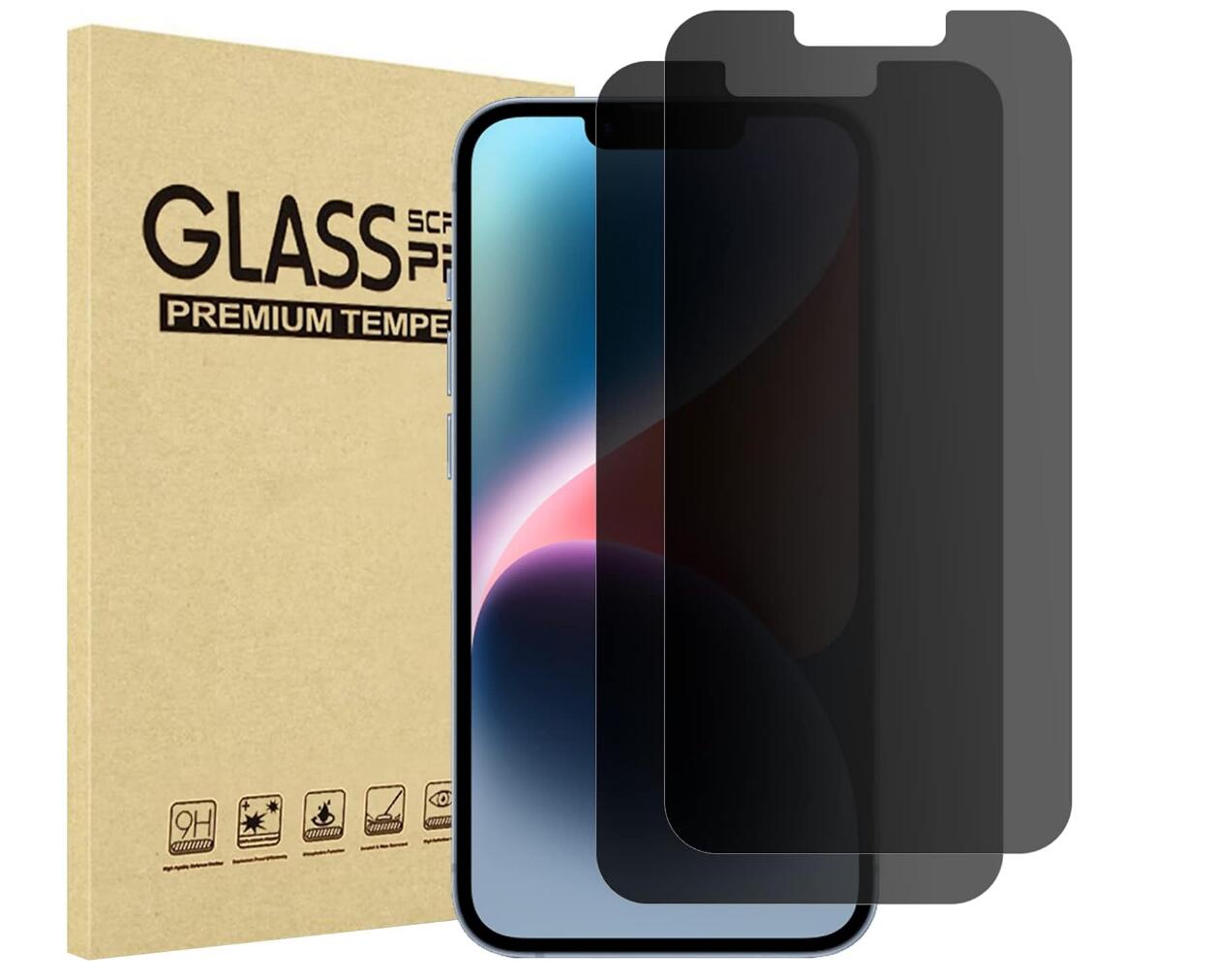 [2 Pack] Anti-Spy Tempered Glass Apple iPhone 15 Screen Protector