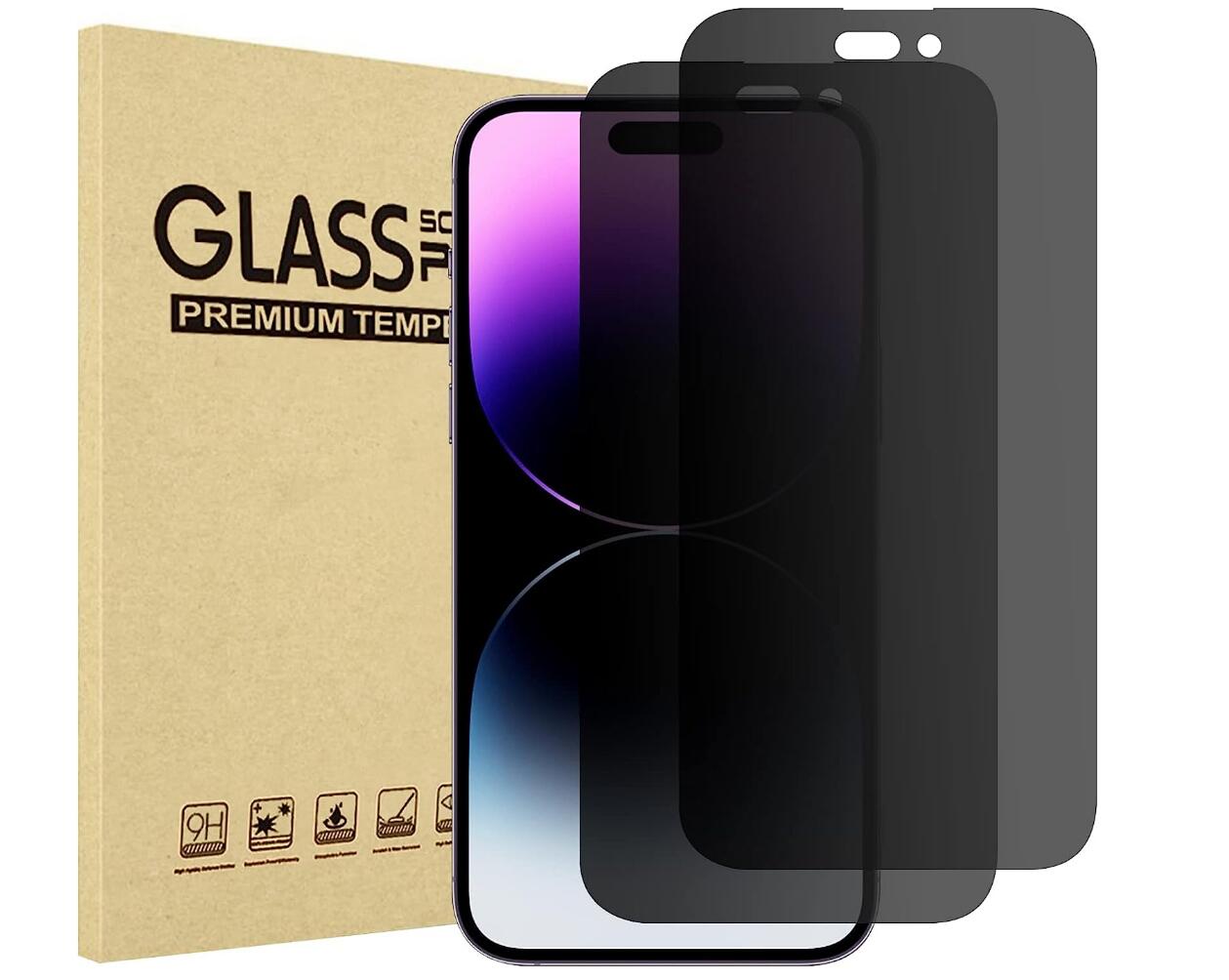 [2 Pack] Anti-Spy Tempered Glass iPhone 14 Pro Max Screen Protector