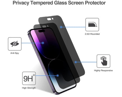 [2 Pack] Anti-Spy Tempered Glass iPhone 14 Pro Max Screen Protector