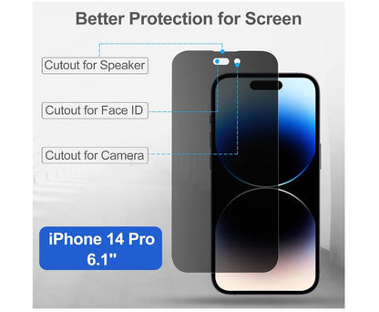 [2 Pack] Anti-Spy Tempered Glass Apple iPhone 14 Pro Screen Protector