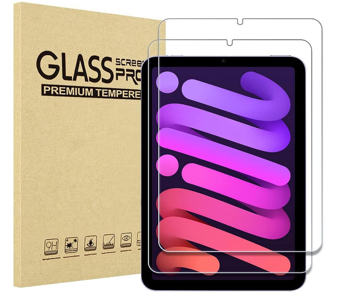 [2 Pack] Clear Tempered Glass Apple iPad Mini 6 Screen Protector