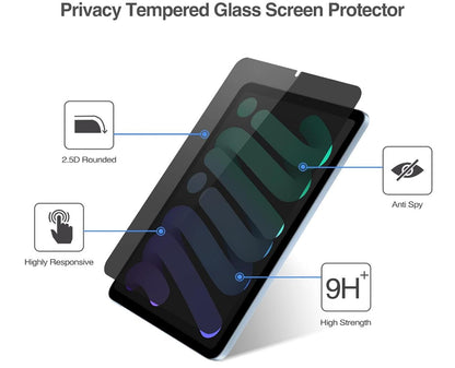 [2 Pack] Privacy Tempered Glass Film Guard Apple iPad Mini 6th Generation Screen Protector