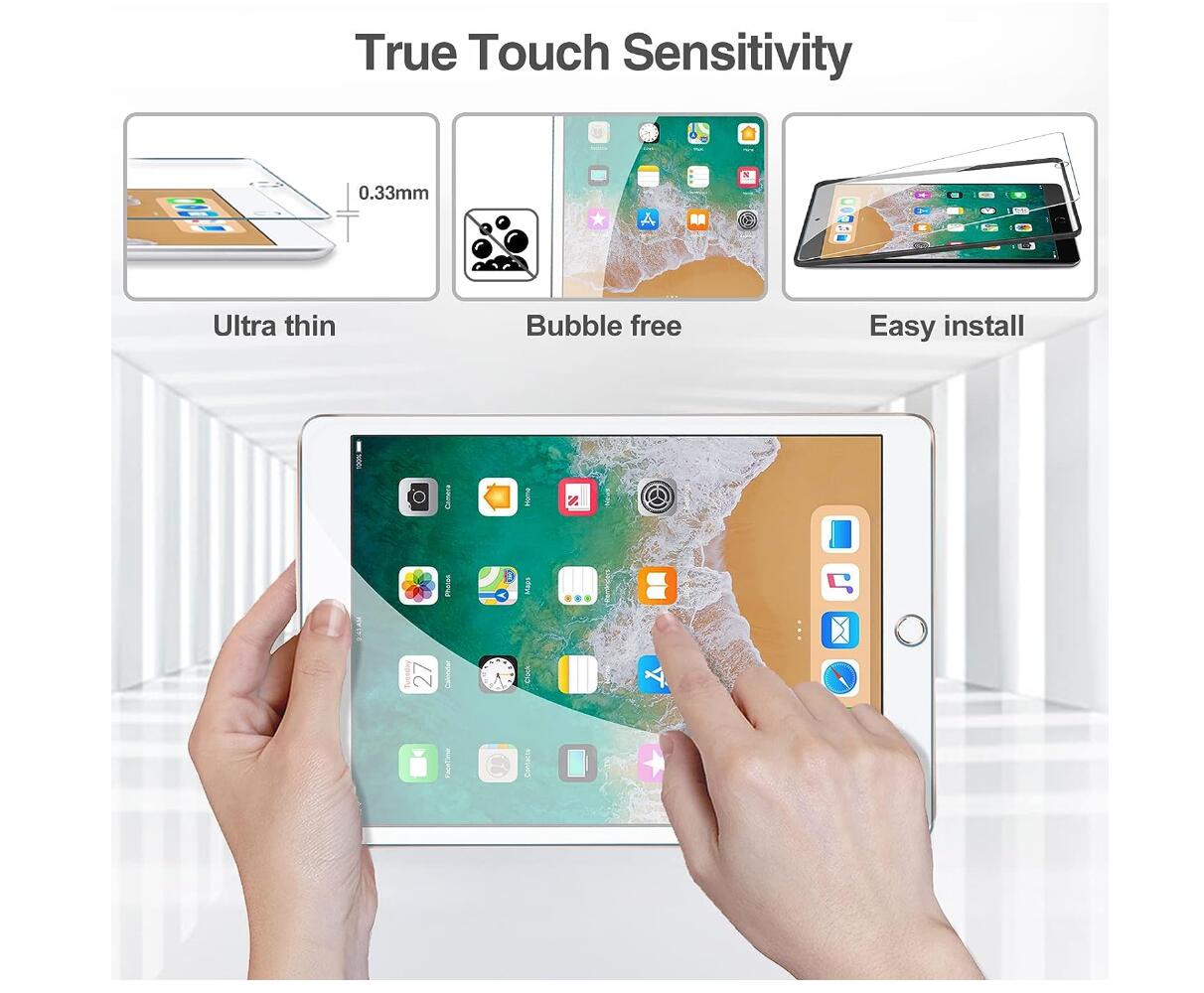 [2 Pack] Clear Tempered Glass Apple iPad 5 Screen Protector