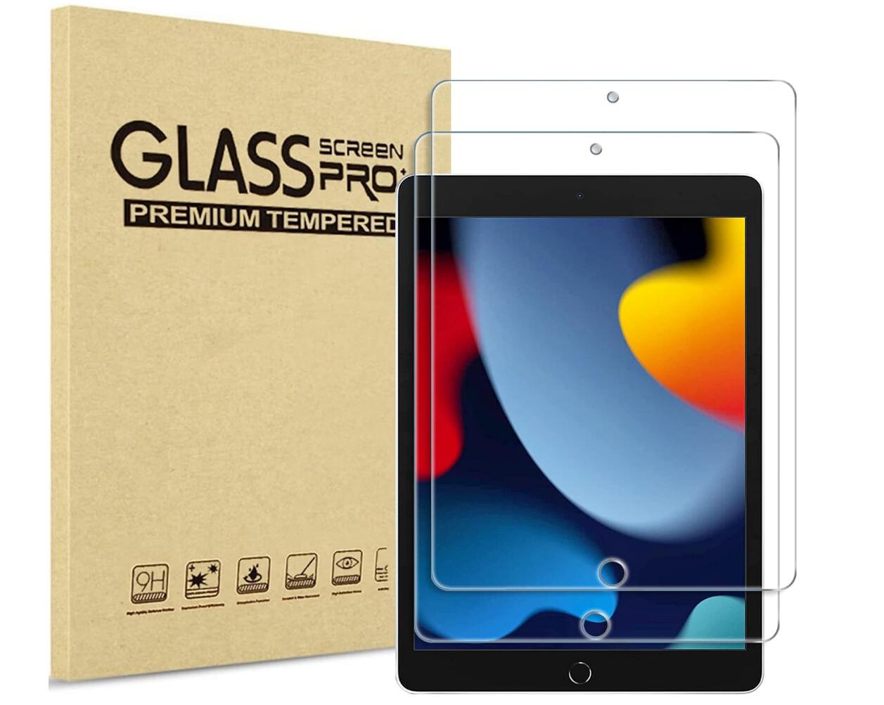 [2 Pack] Clear Tempered Glass Apple iPad 7 Screen Protector