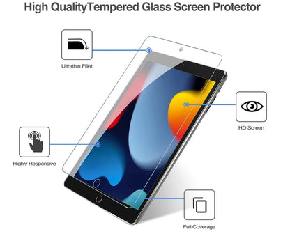 [2 Pack] Clear Tempered Glass Apple iPad 7 Screen Protector