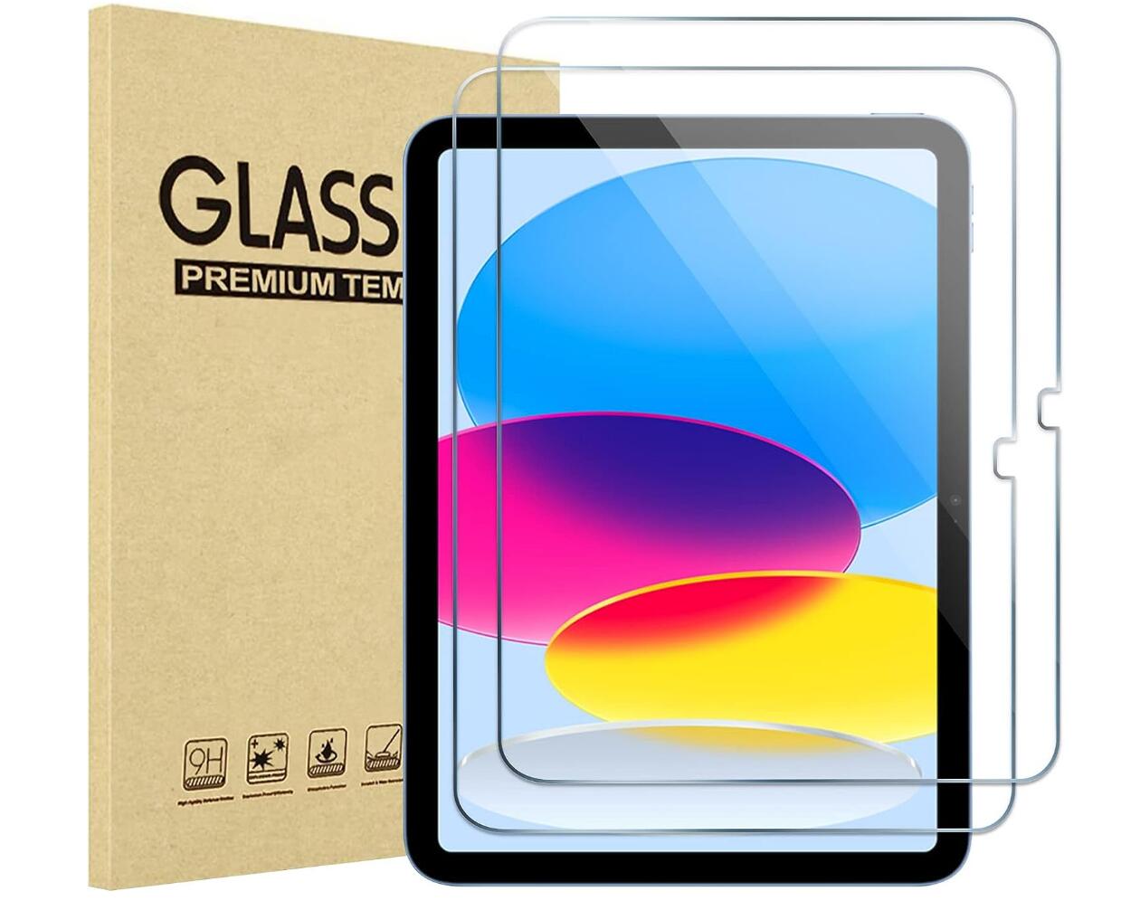 [2 Pack] Clear Tempered Glass Apple iPad 10 Screen Protector