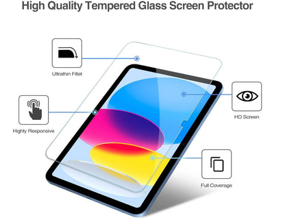 [2 Pack] Clear Tempered Glass Apple iPad 10 Screen Protector