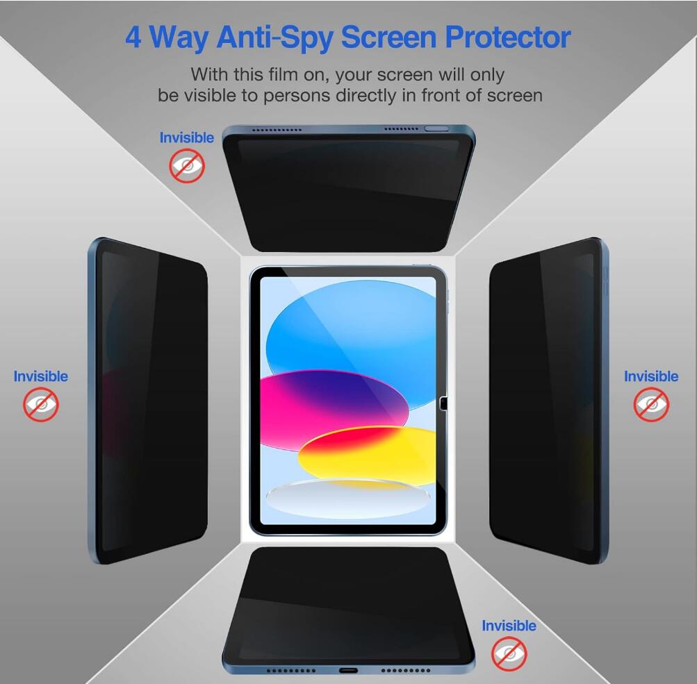 [2 Pack] Privacy Tempered Glass Film Guard Apple iPad 10.2 9th Generation Screen Protector