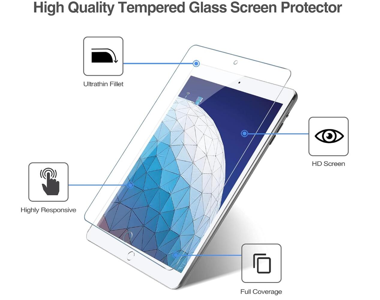 [2 Pack] Clear Tempered Glass Apple iPad Pro 10.5 Screen Protector