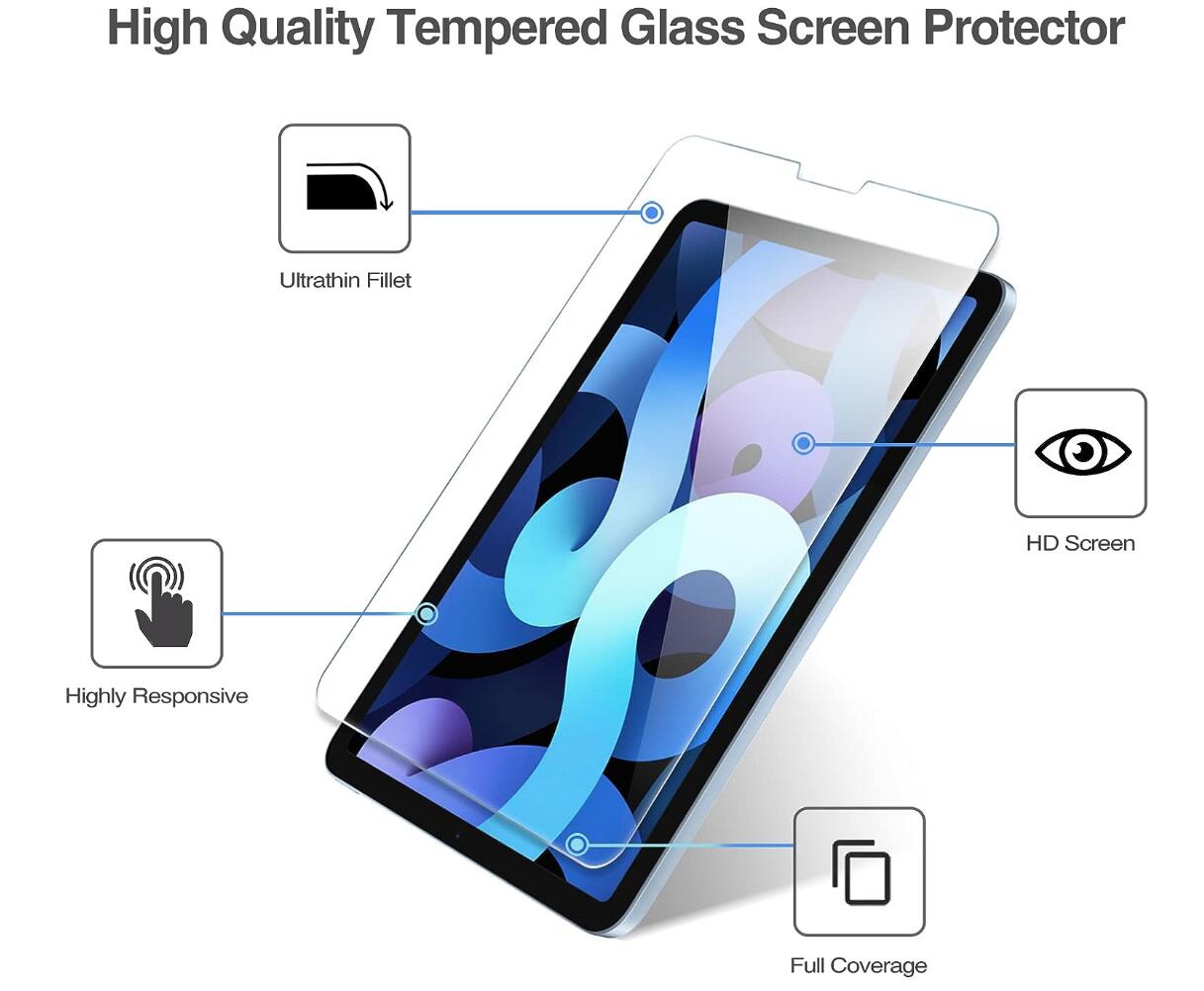 [2 Pack] Clear Tempered Glass Apple iPad Air 5 Screen Protector