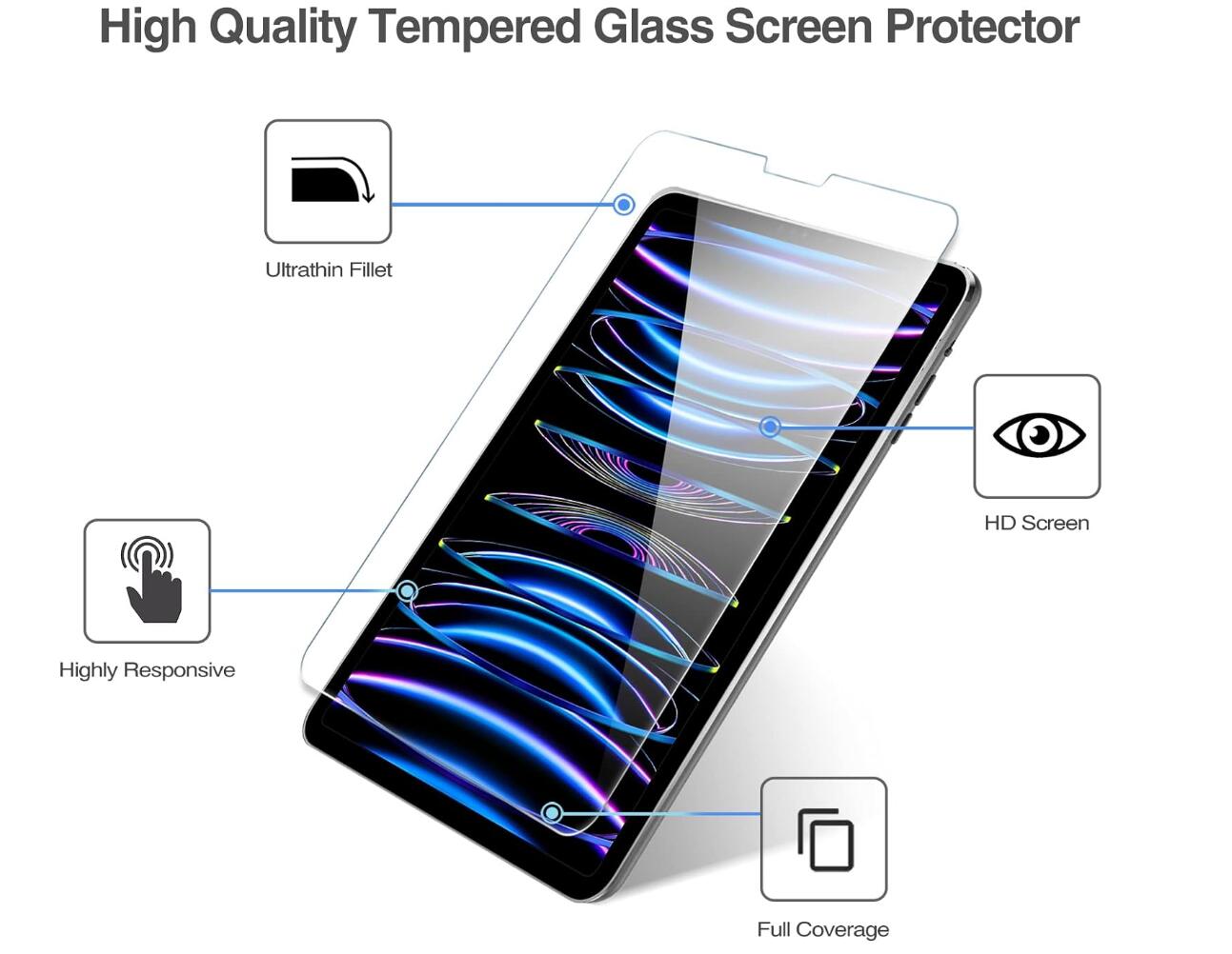 [2 Pack] Clear Tempered Glass Apple iPad Pro 11 (2018) Screen Protector