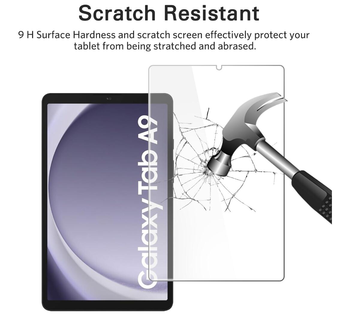 [2 Pack] Clear Tempered Glass Samsung Galaxy Tab A9 Screen Protector