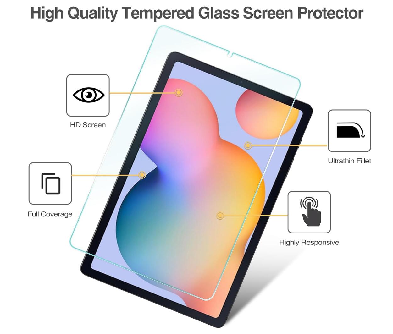 [2 Pack] Clear Tempered Glass Samsung Galaxy Tab S6 Lite Screen Protector