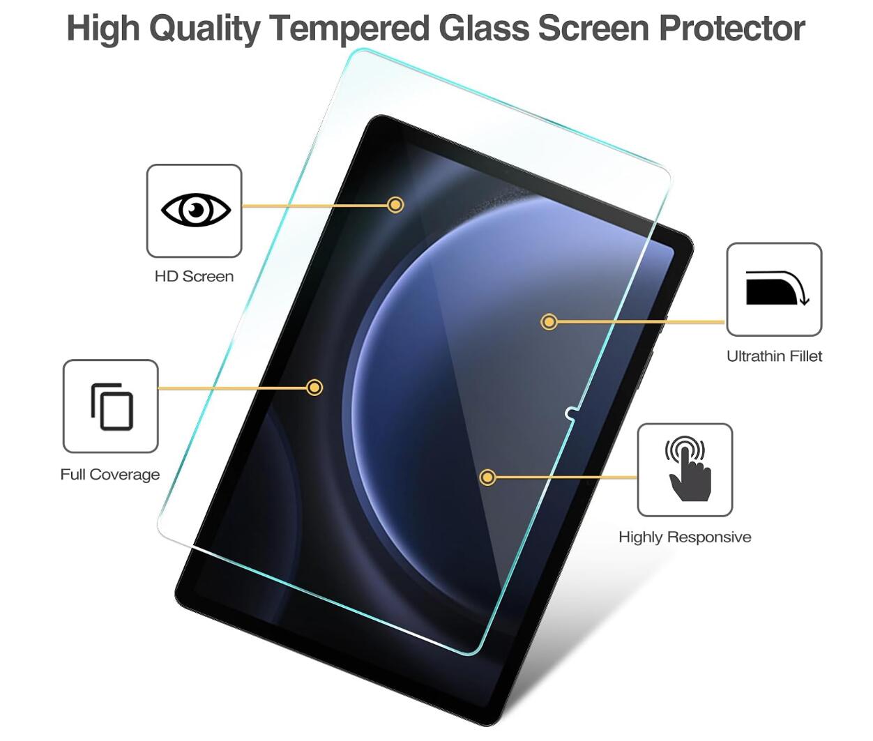 [2 Pack] Clear Tempered Glass Samsung Galaxy Tab S7+ Screen Protector