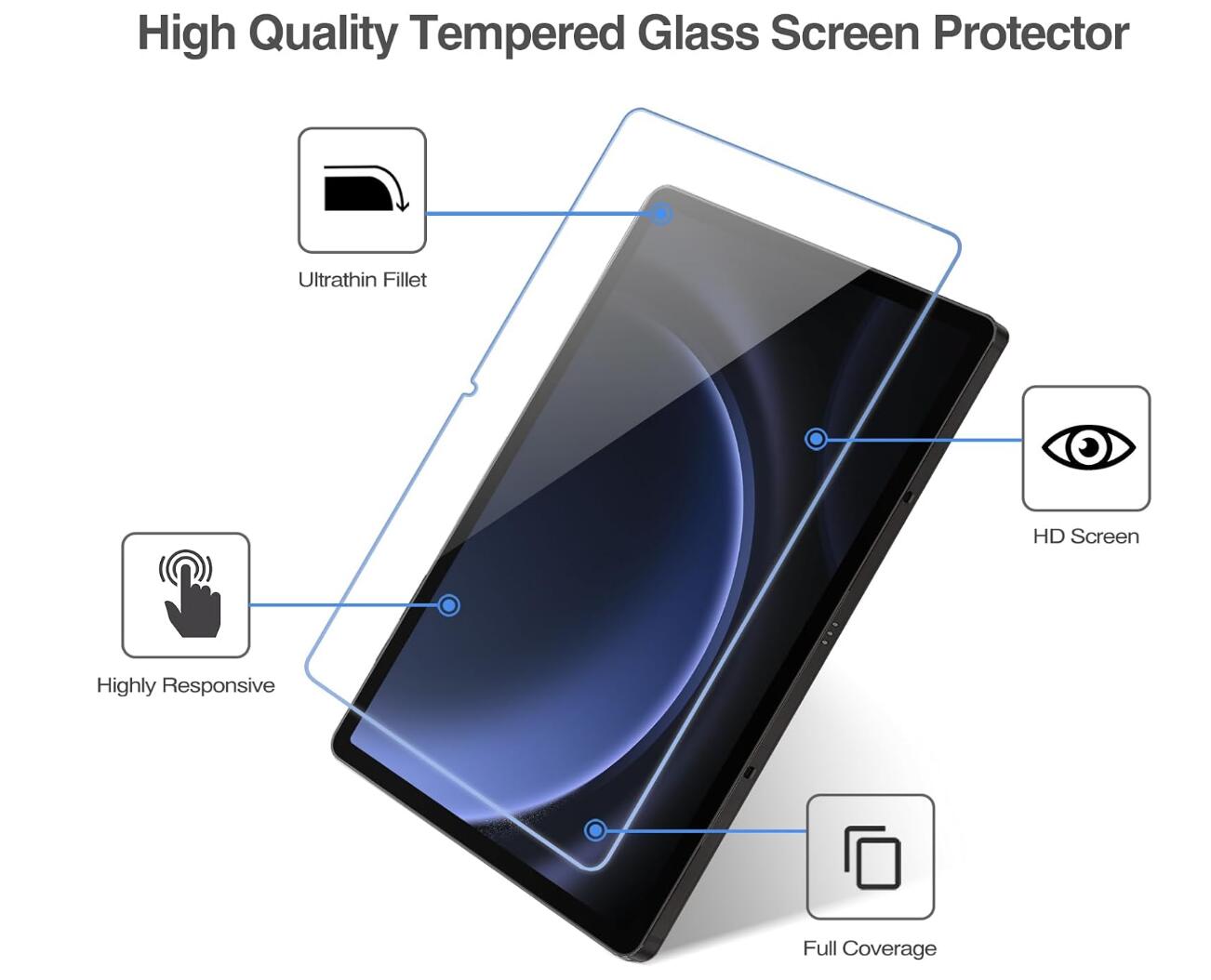 [2 Pack] Clear Tempered Glass Samsung Galaxy Tab S7 Screen Protector