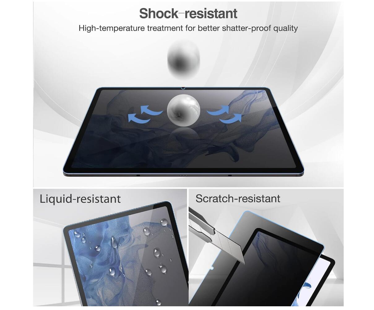 [2 Pack] Anti-Spy Tempered Glass Galaxy Tab S7 Screen Protector