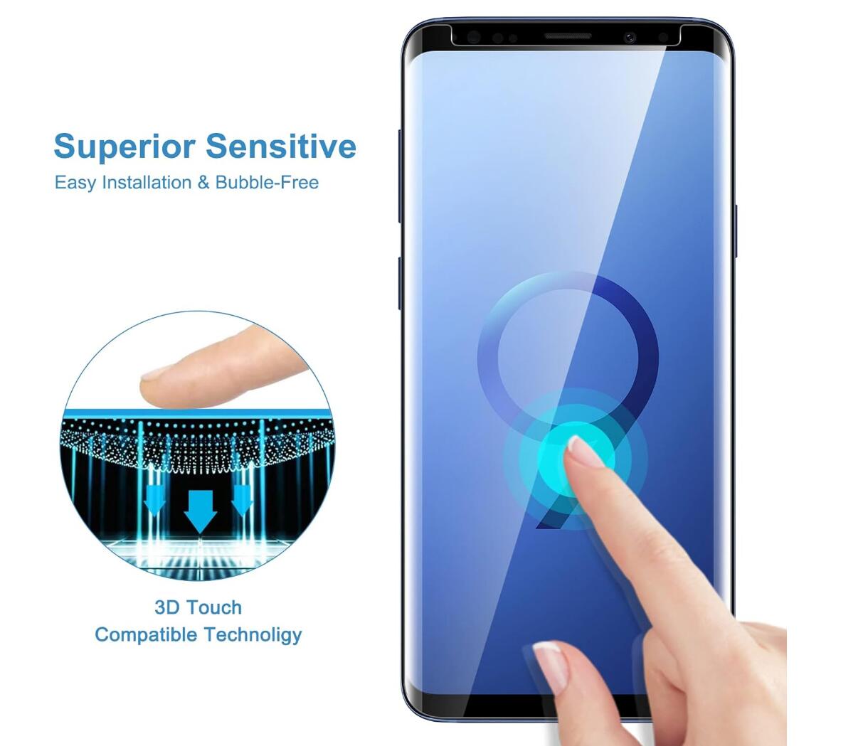 [2 Pack] Clear Tempered Glass Samsung Galaxy S9 Screen Protector