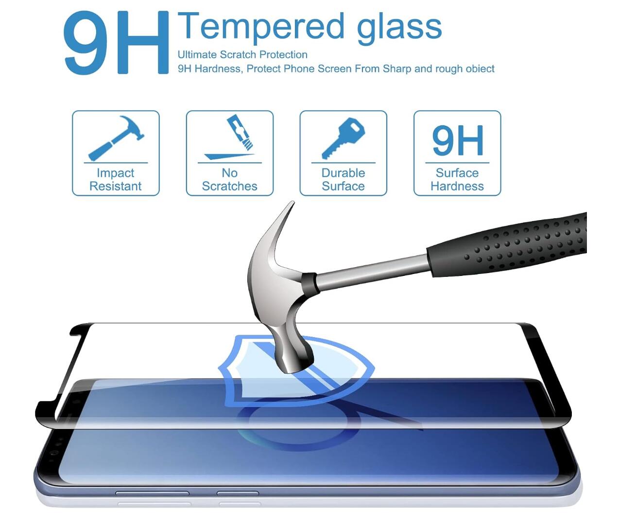 [2 Pack] Clear Tempered Glass Samsung Galaxy S9 Screen Protector