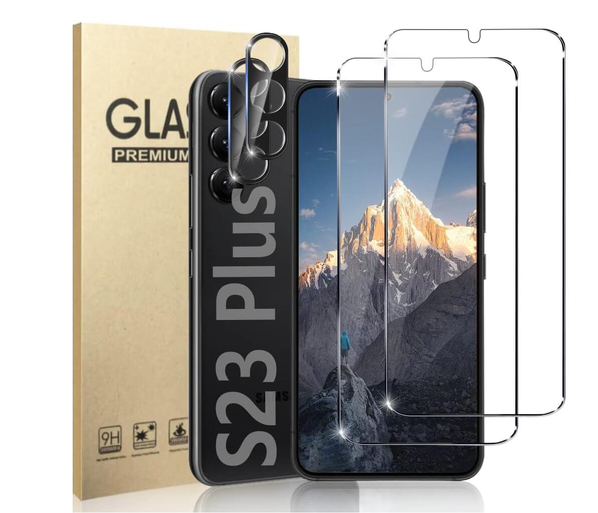 [2 Pack] Clear Tempered Glass Samsung Galaxy S23+ Screen Protector