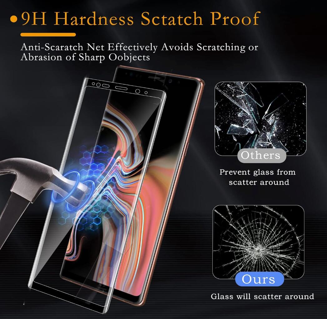 [2 Pack] Clear Tempered Glass Samsung Galaxy Note9 Screen Protector