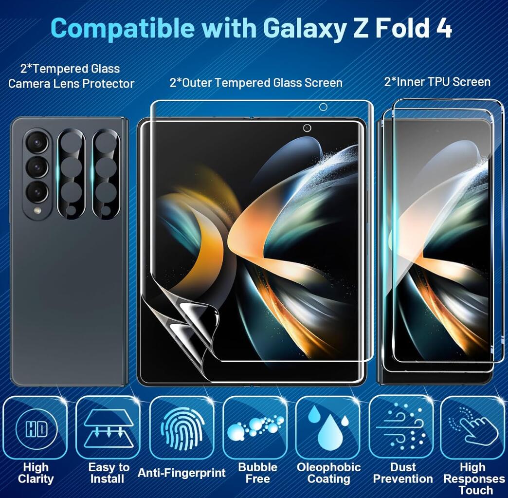 [2 Pack] Clear Tempered Glass Samsung Galaxy Z Fold2 Screen Protector