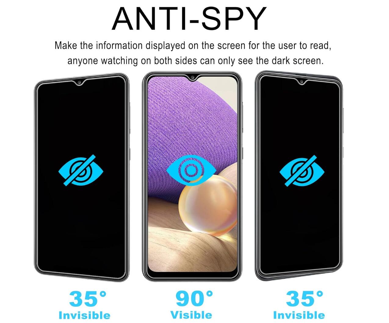 [2 Pack] Anti-Spy Tempered Glass Samsung Galaxy A60 Screen Protector