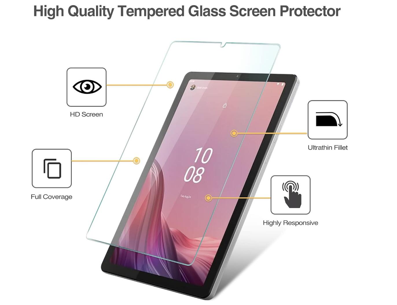 [2 Pack] Clear Tempered Glass Lenovo Tab M9 (2022) Screen Protector