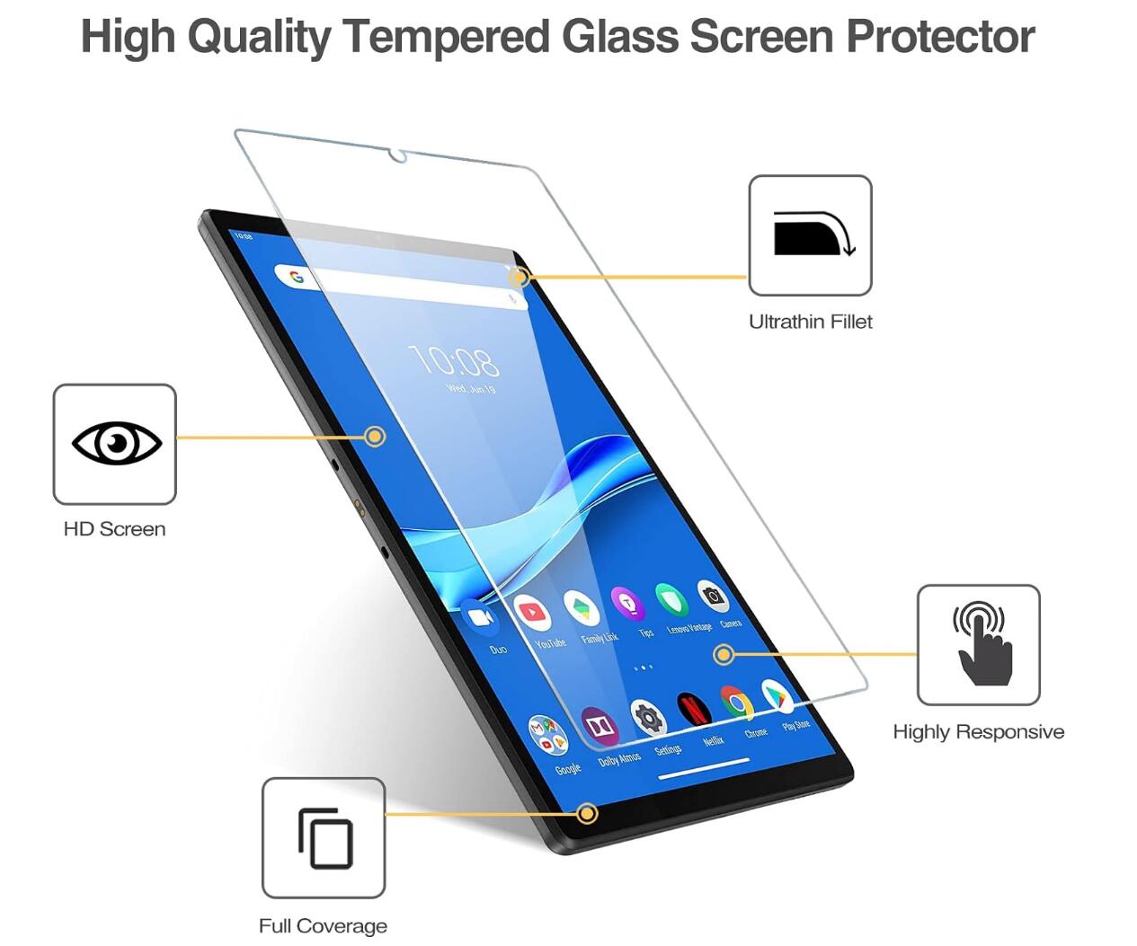 [2 Pack] Clear Tempered Glass Lenovo Tab M11 (2024) Screen Protector