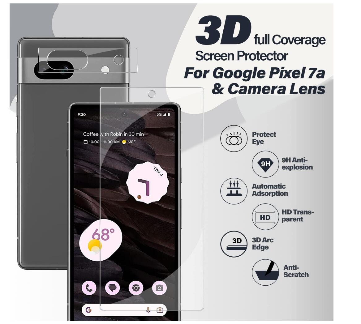 [2 Pack] Clear Tempered Glass Google Pixel 7A Screen Protector